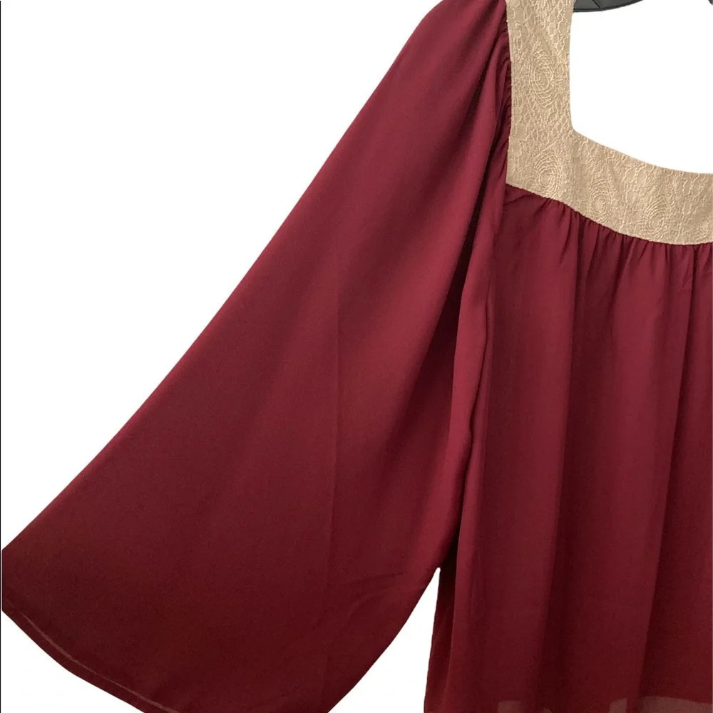 Flying Tomato Red Boho Chic Loose Fit Red Short Sleeves Small Top - Picture 4 of 7